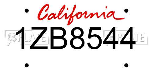 1ZB8544 California License Plate