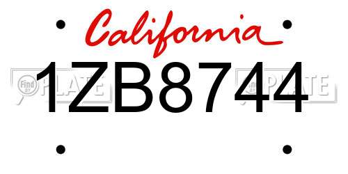 1ZB8744 California License Plate
