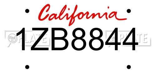 1ZB8844 California License Plate