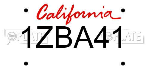 1ZBA41 California License Plate