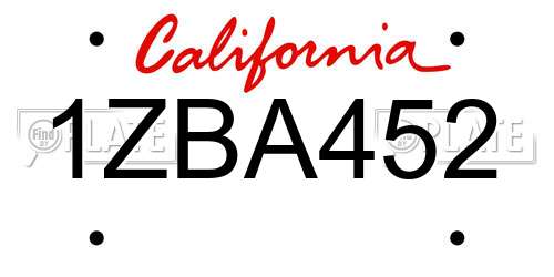 1ZBA452 California License Plate