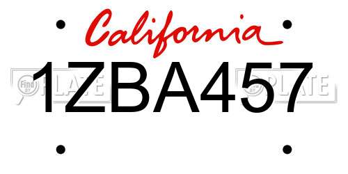 1ZBA457 California License Plate
