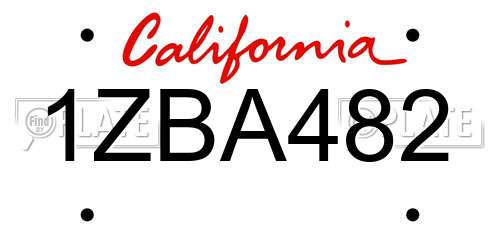1ZBA482 California License Plate