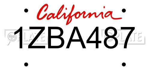 1ZBA487 California License Plate