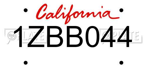 1ZBB044 California License Plate