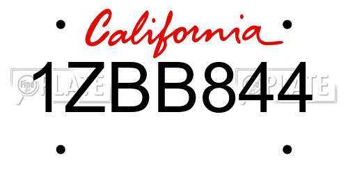 1ZBB844 California License Plate