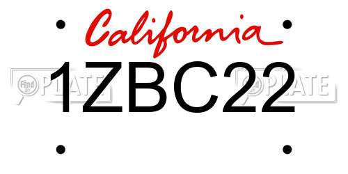 1ZBC22 California License Plate
