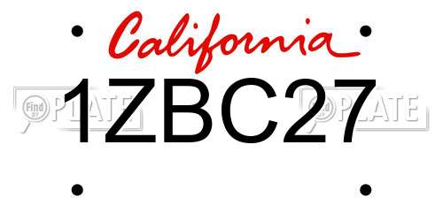 1ZBC27 California License Plate