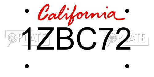 1ZBC72 California License Plate