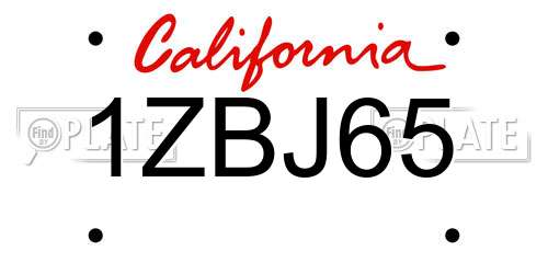 1ZBJ65 California License Plate