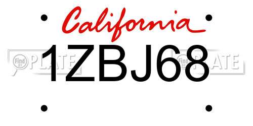 1ZBJ68 California License Plate
