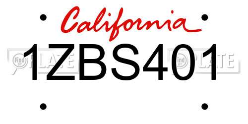 1ZBS401 California License Plate