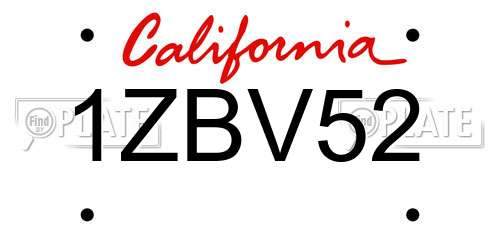 1ZBV52 California License Plate