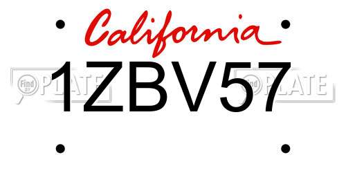 1ZBV57 California License Plate