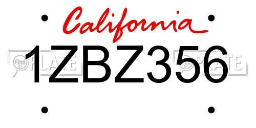 1ZBZ356 California License Plate