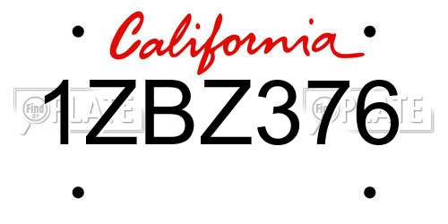 1ZBZ376 California License Plate