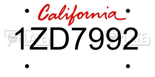 1ZD7992 California License Plate