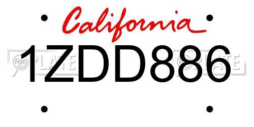 1ZDD886 California License Plate