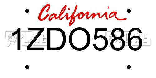 1ZDO586 California License Plate