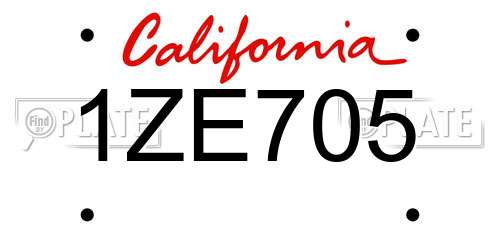 1ZE705 California License Plate