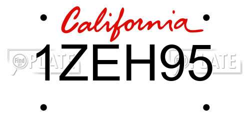 1ZEH95 California License Plate