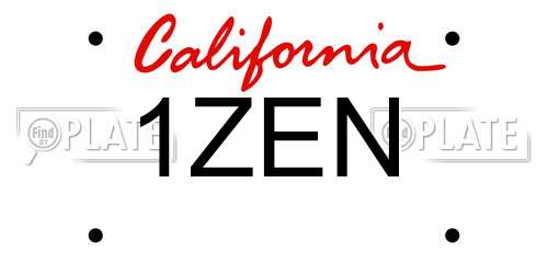 1ZEN California License Plate