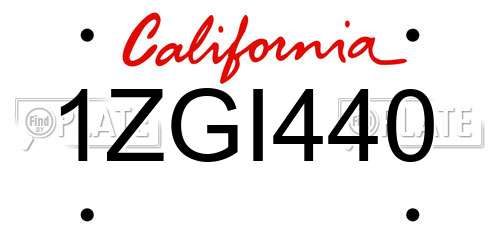1ZGI440 California License Plate