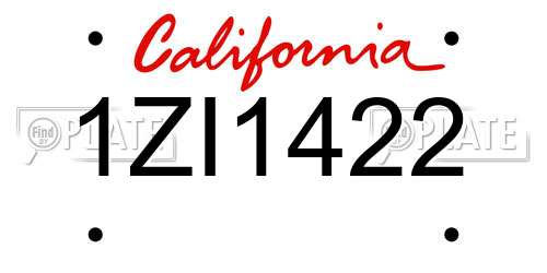 1ZI1422 California License Plate
