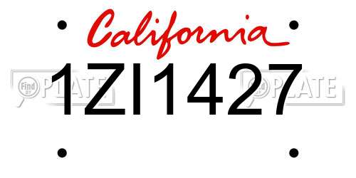 1ZI1427 California License Plate