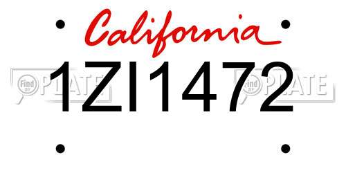 1ZI1472 California License Plate