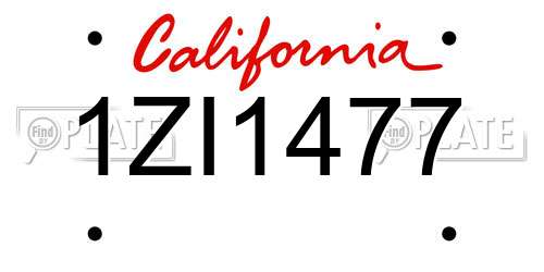 1ZI1477 California License Plate