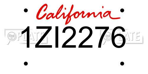 1ZI2276 California License Plate