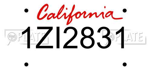 1ZI2831 California License Plate