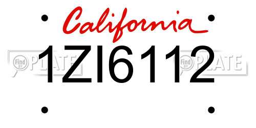 1ZI6112 California License Plate