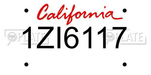 1ZI6117 California License Plate