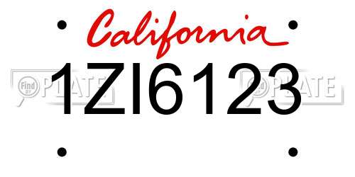 1ZI6123 California License Plate