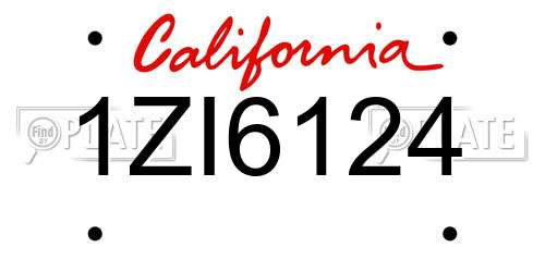 1ZI6124 California License Plate