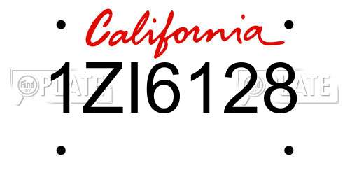 1ZI6128 California License Plate