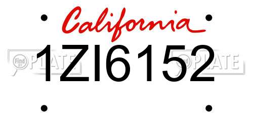 1ZI6152 California License Plate