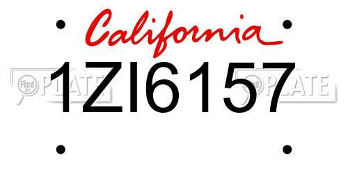 1ZI6157 California License Plate