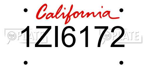 1ZI6172 California License Plate