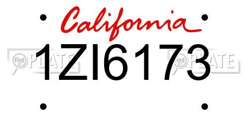 1ZI6173 California License Plate