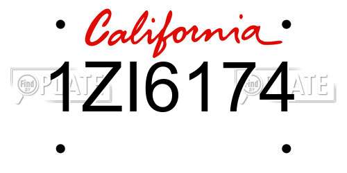 1ZI6174 California License Plate