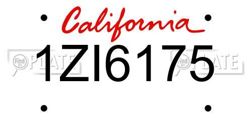 1ZI6175 California License Plate