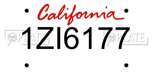 1ZI6177 California License Plate