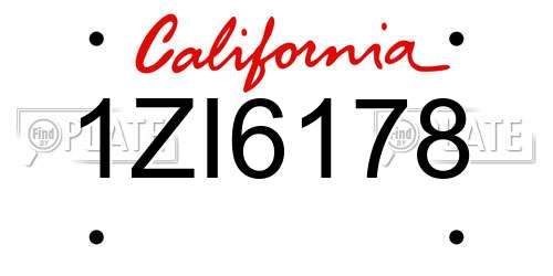 1ZI6178 California License Plate
