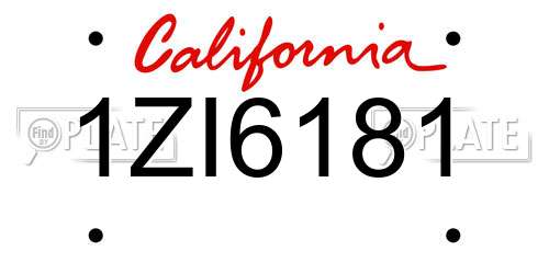 1ZI6181 California License Plate