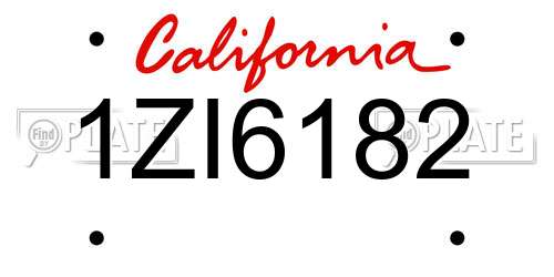 1ZI6182 California License Plate