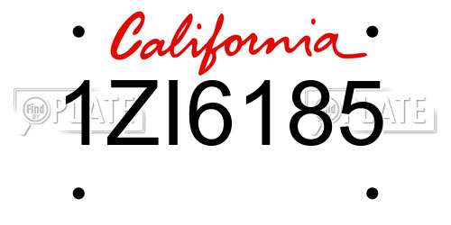 1ZI6185 California License Plate