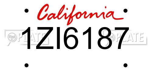 1ZI6187 California License Plate